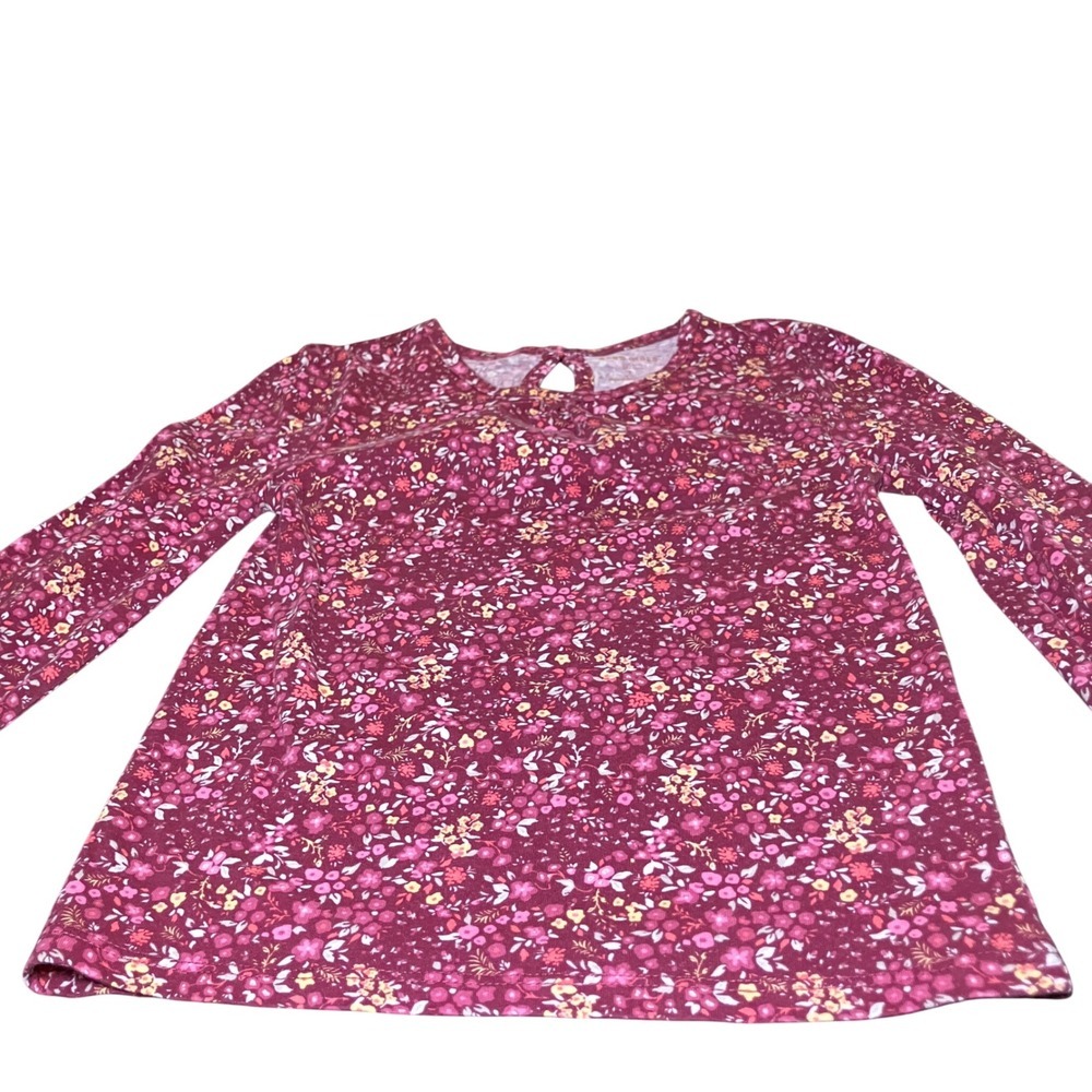 Kid Girls Size 5T Shirt Bundle Burgundy Floral Long Sleeve Green Long Sleeve - Picture 2 of 6